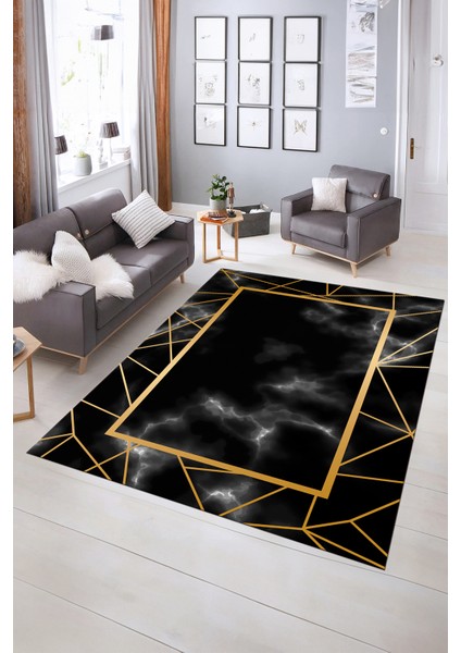 Dijital Baskılı Kaymaz Taban Yıkanabilir Mermer Yolluk Mutfak Salon Halısı, N-Mermer-24-Siyah, fiyatları