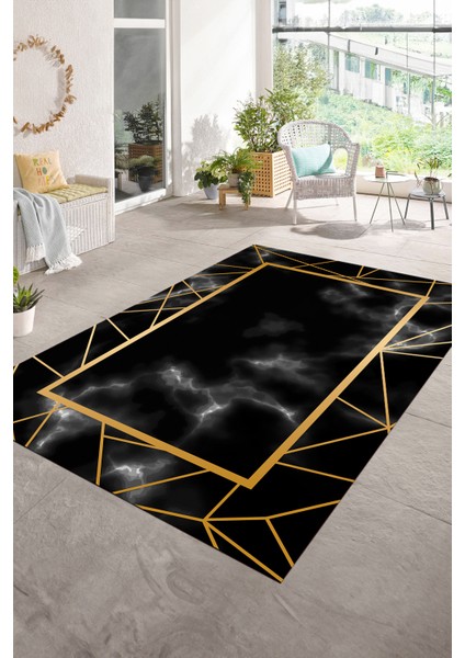 Dijital Baskılı Kaymaz Taban Yıkanabilir Mermer Yolluk Mutfak Salon Halısı, N-Mermer-24-Siyah, modelleri