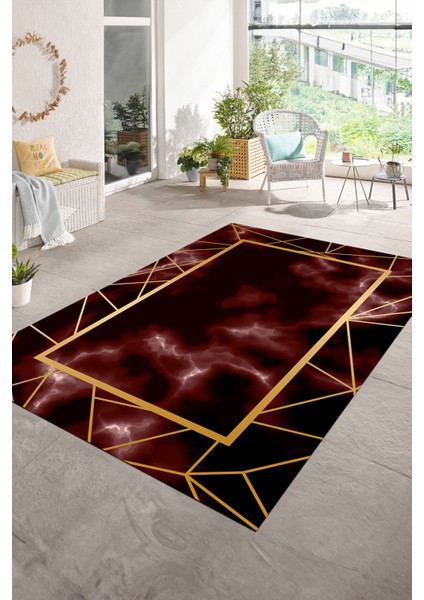 Dijital Baskılı Kaymaz Taban Yıkanabilir Mermer Yolluk Mutfak Salon Halısı, N-Mermer-24-Bordo, modelleri