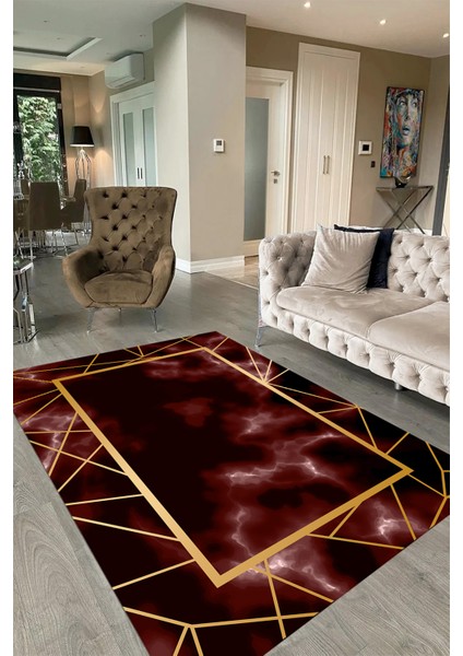 Dijital Baskılı Kaymaz Taban Yıkanabilir Mermer Yolluk Mutfak Salon Halısı, N-Mermer-24-Bordo, fırsatları