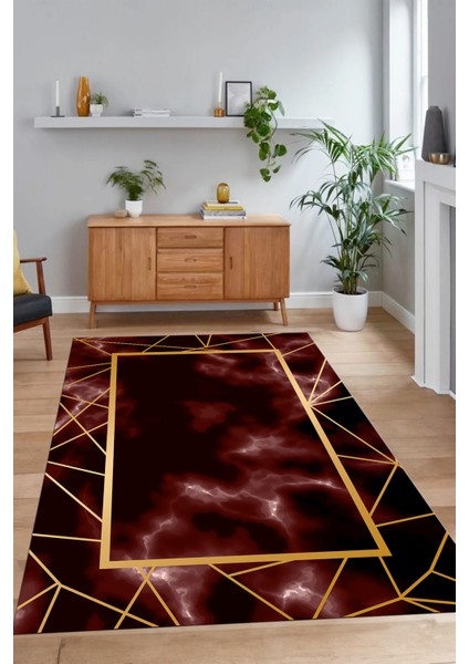 Dijital Baskılı Kaymaz Taban Yıkanabilir Mermer Yolluk Mutfak Salon Halısı, N-Mermer-24-Bordo, indirimleri