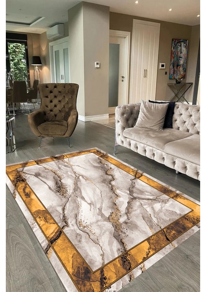 Dijital Baskılı Kaymaz Taban Yıkanabilir Mermer Yolluk Mutfak Salon Halısı, N-Mermer-03-Kahve, fırsatları