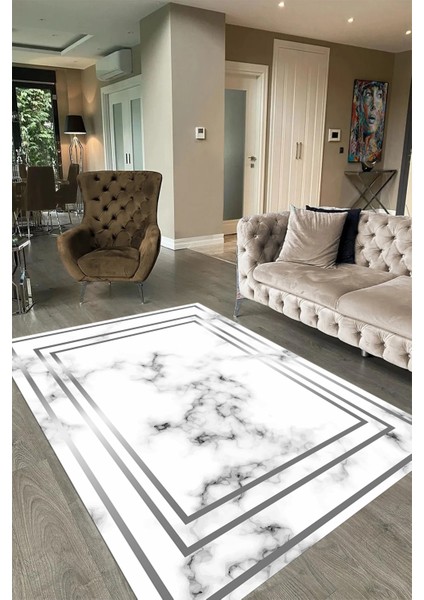 Dijital Baskılı Kaymaz Taban Yıkanabilir Mermer Yolluk Mutfak Salon Halısı, N-Mermer-05-Gri, fırsatları