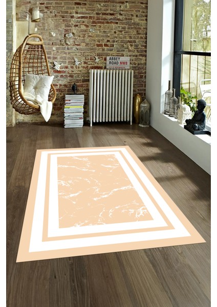Dijital Baskılı Kaymaz Taban Yıkanabilir Mermer Yolluk Mutfak Salon Halısı, N-Mermer-06-Krem,