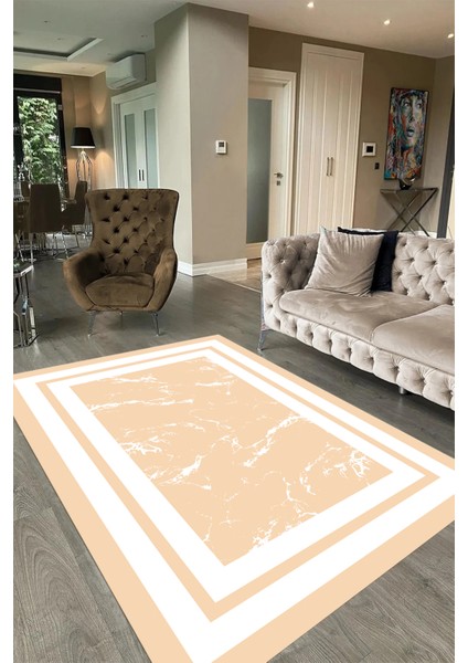 Dijital Baskılı Kaymaz Taban Yıkanabilir Mermer Yolluk Mutfak Salon Halısı, N-Mermer-06-Krem, fırsatları