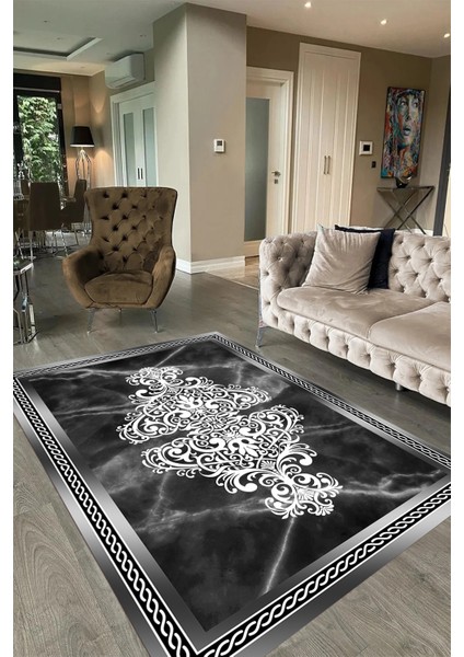Dijital Baskılı Kaymaz Taban Yıkanabilir Mermer Yolluk Mutfak Salon Halısı, N-Mermer-09-Antrasit, fırsatları
