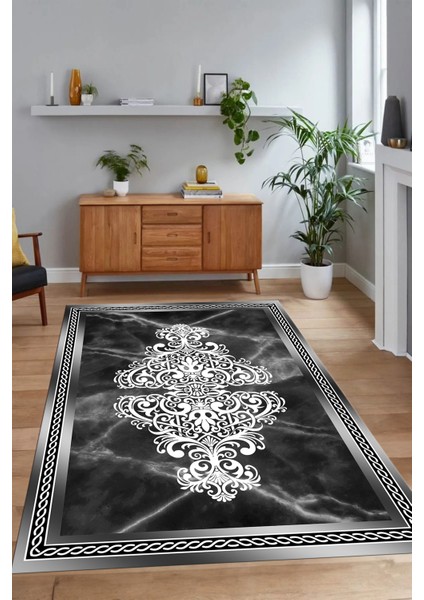 Dijital Baskılı Kaymaz Taban Yıkanabilir Mermer Yolluk Mutfak Salon Halısı, N-Mermer-09-Antrasit, indirimleri