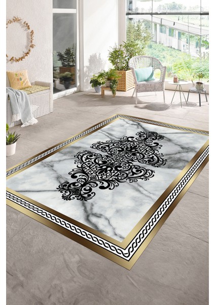Dijital Baskılı Kaymaz Taban Yıkanabilir Mermer Yolluk Mutfak Salon Halısı, N-Mermer-09-Gold, modelleri