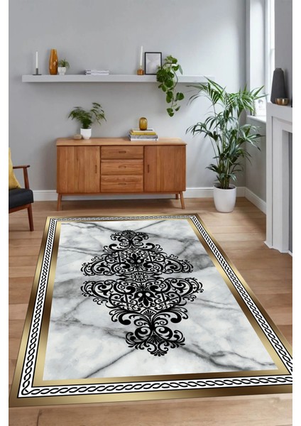 Dijital Baskılı Kaymaz Taban Yıkanabilir Mermer Yolluk Mutfak Salon Halısı, N-Mermer-09-Gold, indirimleri