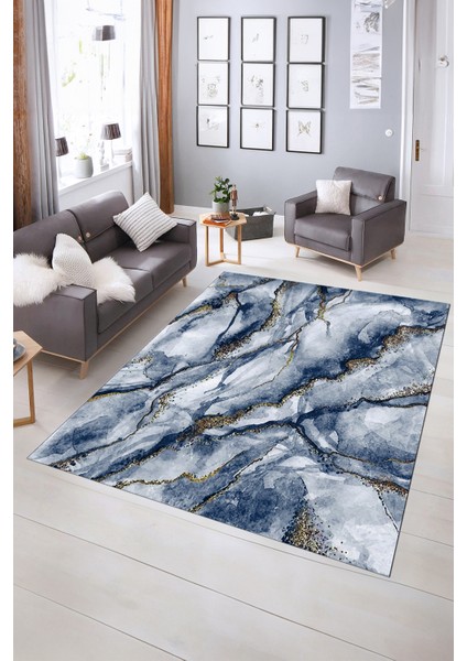 Dijital Baskılı Kaymaz Taban Yıkanabilir Mermer Yolluk Mutfak Salon Halısı, N-Mermer-02-Mavi, fiyatları