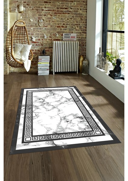 Dijital Baskılı Kaymaz Taban Yıkanabilir Mermer Yolluk Mutfak Salon Halısı, N-Mermer-21-Gri,