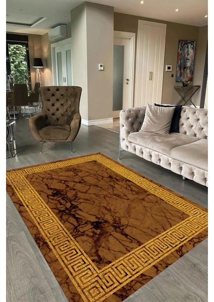 Dijital Baskılı Kaymaz Taban Yıkanabilir Mermer Yolluk Mutfak Salon Halısı, N-Mermer-12-Kahve, fırsatları