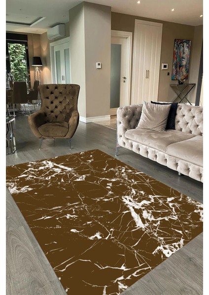 Dijital Baskılı Kaymaz Taban Yıkanabilir Mermer Yolluk Mutfak Salon Halısı, N-Mermer-27-Kahve, fırsatları