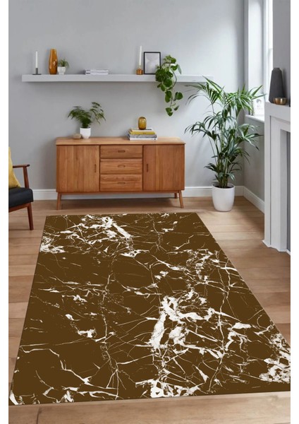 Dijital Baskılı Kaymaz Taban Yıkanabilir Mermer Yolluk Mutfak Salon Halısı, N-Mermer-27-Kahve, indirimleri