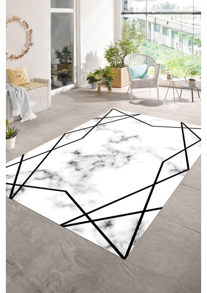Dijital Baskılı Kaymaz Taban Yıkanabilir Mermer Yolluk Mutfak Salon Halısı, N-Mermer-15-Siyah, modelleri