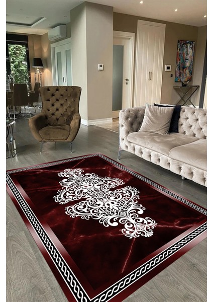 Dijital Baskılı Kaymaz Taban Yıkanabilir Mermer Yolluk Mutfak Salon Halısı, N-Mermer-09-Bordo, fırsatları