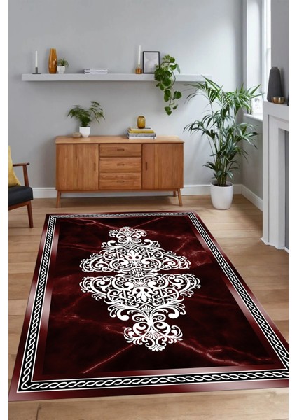 Dijital Baskılı Kaymaz Taban Yıkanabilir Mermer Yolluk Mutfak Salon Halısı, N-Mermer-09-Bordo, indirimleri
