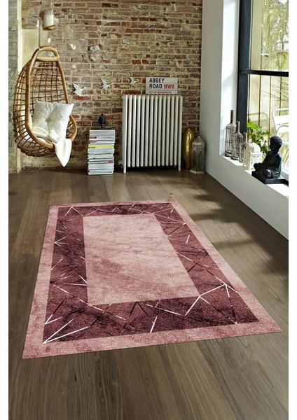 Dijital Baskılı Kaymaz Taban Yıkanabilir Mermer Yolluk Mutfak Salon Halısı, N-Mermer-13-Bordo,