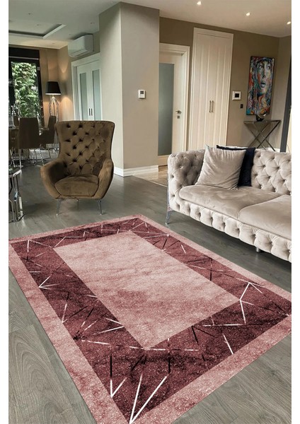 Dijital Baskılı Kaymaz Taban Yıkanabilir Mermer Yolluk Mutfak Salon Halısı, N-Mermer-13-Bordo, fırsatları