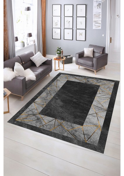 Dijital Baskılı Kaymaz Taban Yıkanabilir Mermer Yolluk Mutfak Salon Halısı, N-Mermer-13-Antrasit, fiyatları