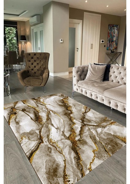 Dijital Baskılı Kaymaz Taban Yıkanabilir Mermer Yolluk Mutfak Salon Halısı, N-Mermer-02-Kahve, fırsatları