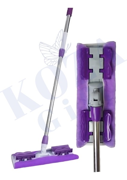 İstediğin Bezi Tak Kullan Mandallı Kıskaçlı Her Bezle Uyumlu Mop + Yedek Bez Mor Yeşil modelleri