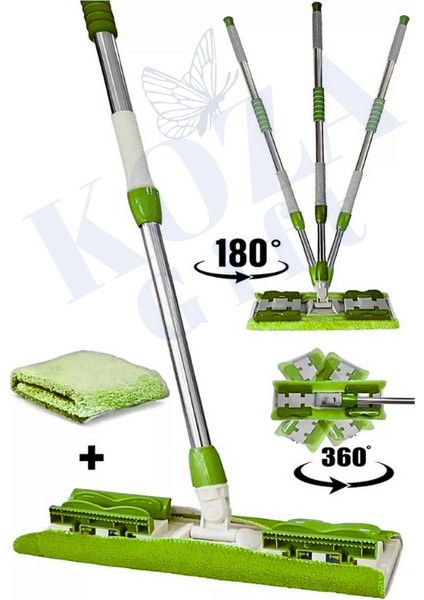 İstediğin Bezi Tak Kullan Mandallı Kıskaçlı Her Bezle Uyumlu Mop + Yedek Bez Mor Yeşil fırsatları