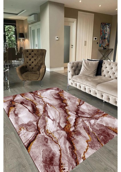 Dijital Baskılı Kaymaz Taban Yıkanabilir Mermer Yolluk Mutfak Salon Halısı, N-Mermer-02-Bordo, fırsatları