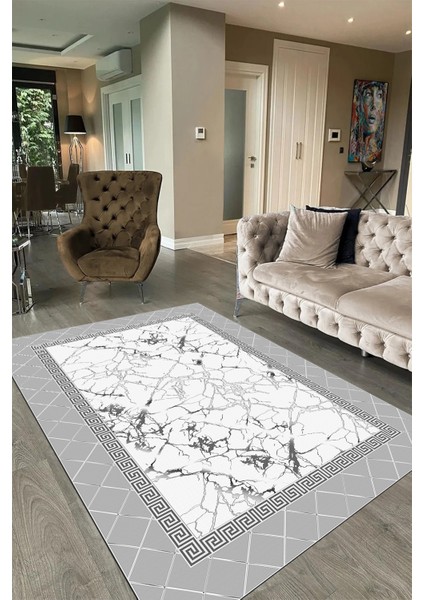 Dijital Baskılı Kaymaz Taban Yıkanabilir Mermer Yolluk Mutfak Salon Halısı, N-Mermer-23-Gri, fırsatları