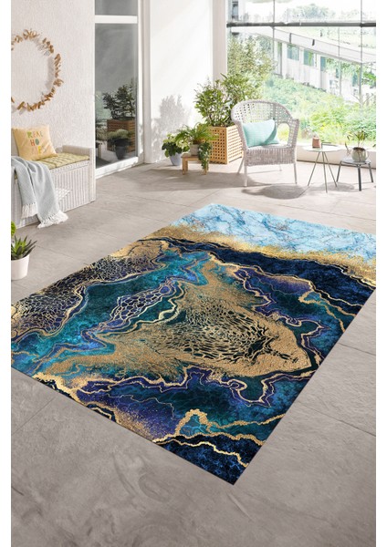Dijital Baskılı Kaymaz Taban Yıkanabilir Mermer Yolluk Mutfak Salon Halısı, N-Mermer-25-Mavi, modelleri