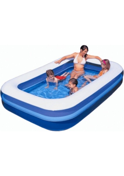 0-1 L Dikdörtgen Şişme Aile Havuzu Mega Büyük Boy 262X175X51 cm 54006 Vinyl Pompa Dahil Değildir 20
