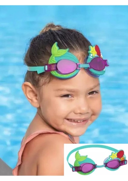 Çok Renkli Hydro Swim Çocuk Deniz Havuz Gözlüğü- Deniz Kızı Model ( 3 -7 Yaş Arası ) 21080