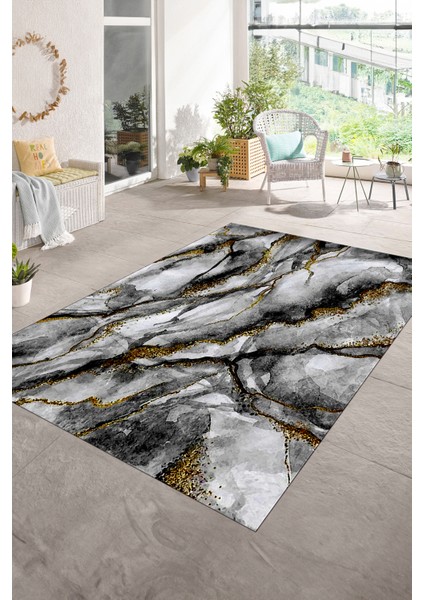 Dijital Baskılı Kaymaz Taban Yıkanabilir Mermer Yolluk Mutfak Salon Halısı, N-Mermer-02-Siyah, modelleri