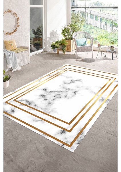Dijital Baskılı Kaymaz Taban Yıkanabilir Mermer Yolluk Mutfak Salon Halısı, N-Mermer-05-Gold, modelleri