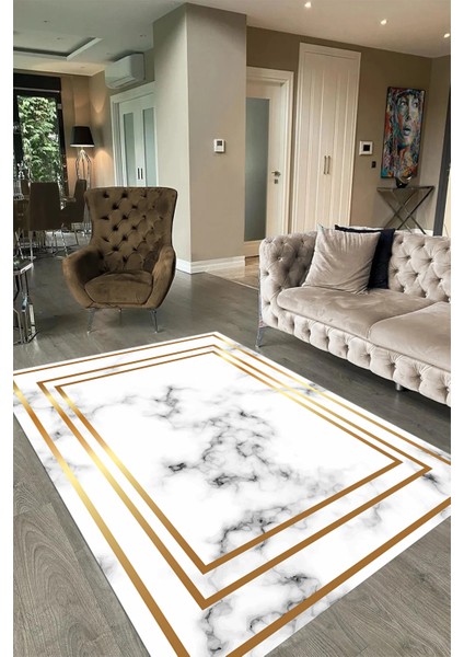 Dijital Baskılı Kaymaz Taban Yıkanabilir Mermer Yolluk Mutfak Salon Halısı, N-Mermer-05-Gold, fırsatları