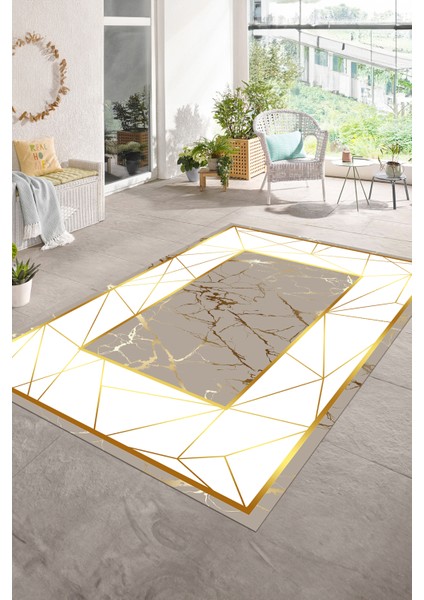 Dijital Baskılı Kaymaz Taban Yıkanabilir Mermer Yolluk Mutfak Salon Halısı, N-Mermer-17-Gold, modelleri