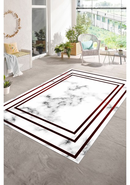 Dijital Baskılı Kaymaz Taban Yıkanabilir Mermer Yolluk Mutfak Salon Halısı, N-Mermer-05-Bordo, modelleri