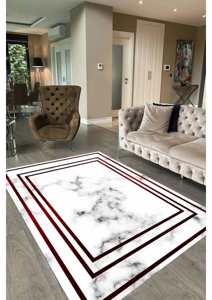Dijital Baskılı Kaymaz Taban Yıkanabilir Mermer Yolluk Mutfak Salon Halısı, N-Mermer-05-Bordo, fırsatları
