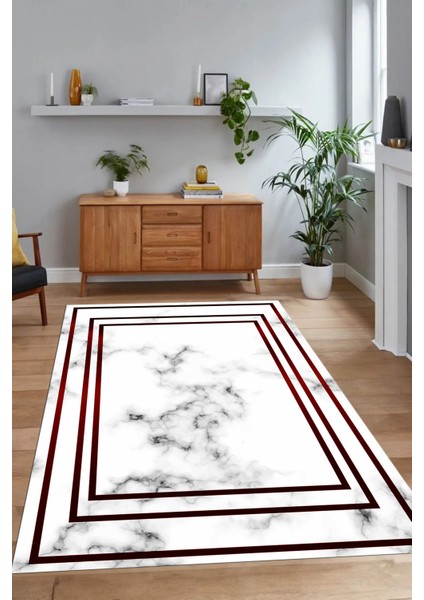 Dijital Baskılı Kaymaz Taban Yıkanabilir Mermer Yolluk Mutfak Salon Halısı, N-Mermer-05-Bordo, indirimleri