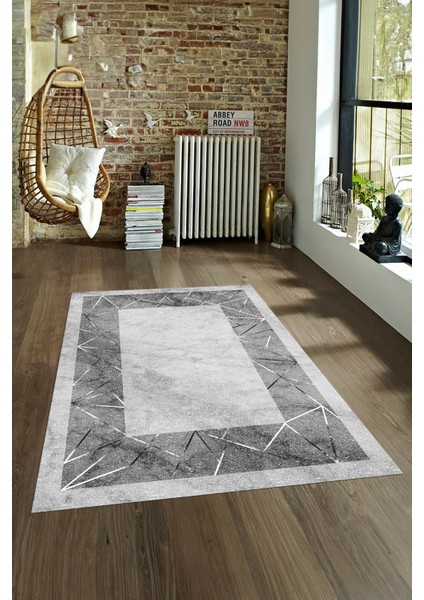 Dijital Baskılı Kaymaz Taban Yıkanabilir Mermer Yolluk Mutfak Salon Halısı, N-Mermer-13-Gri,