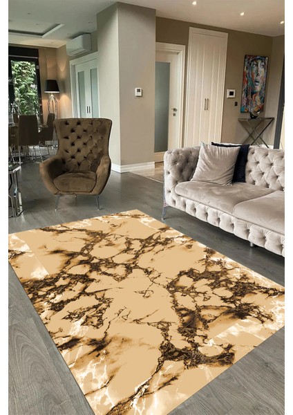 Dijital Baskılı Kaymaz Taban Yıkanabilir Mermer Yolluk Mutfak Salon Halısı, N-Mermer-30-Kahve, fırsatları