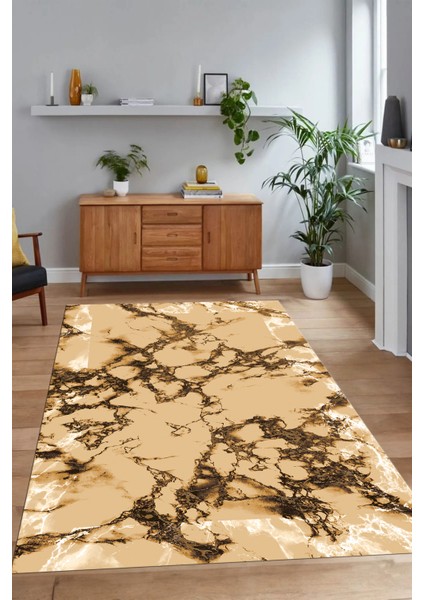 Dijital Baskılı Kaymaz Taban Yıkanabilir Mermer Yolluk Mutfak Salon Halısı, N-Mermer-30-Kahve, indirimleri