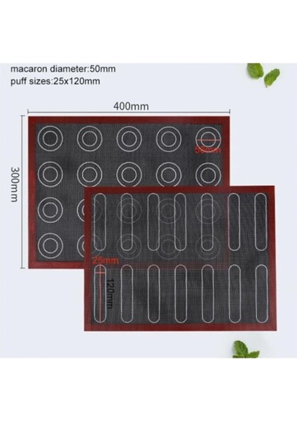 Çift Taraflı Makaron ve Ekler Silpatı 30X40CM