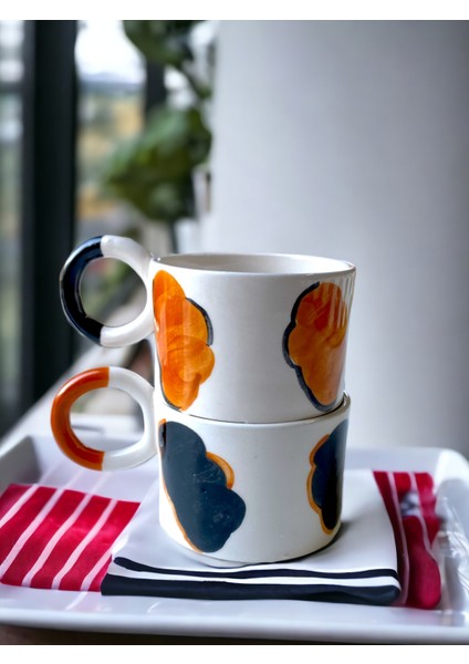 Leopar Set 2'li El Yapımı Seramik Kupa