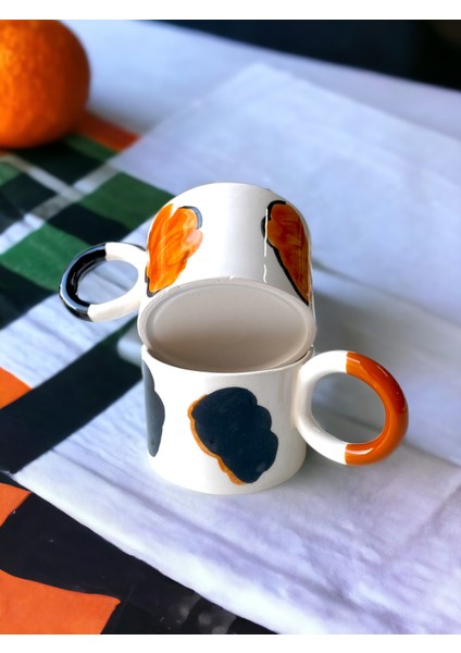 Leopar Set 2'li El Yapımı Seramik Kupa