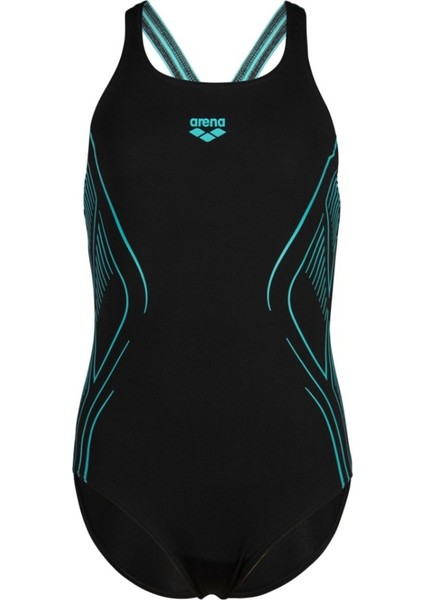 Siyah Reflectıng Swımsuıt Swım Pro Back Black Water Siyah Beachwear Kumaş