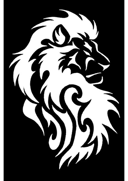 Aslan Başı Tasarım Sticker (Oto-Motor-Laptop-Duvar-Dekor) 30 x 45 cm