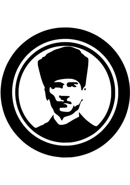 Kemal Atatürk Yuvarlak Sticker (Oto-Motor-Laptop-Duvar-Dekor) 20 x 20 cm