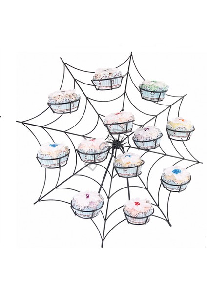 Muffin Cupcake Kurabiye Mini Pasta Kek Servis Sunum Standı Örümcek Ağı Cadılar Bayramı Halloween Sunumluk