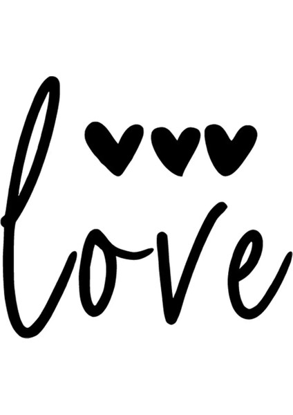 Love ve Kalpler Sticker (Oto-Motor-Laptop-Duvar-Dekor) 10 x 9 cm
